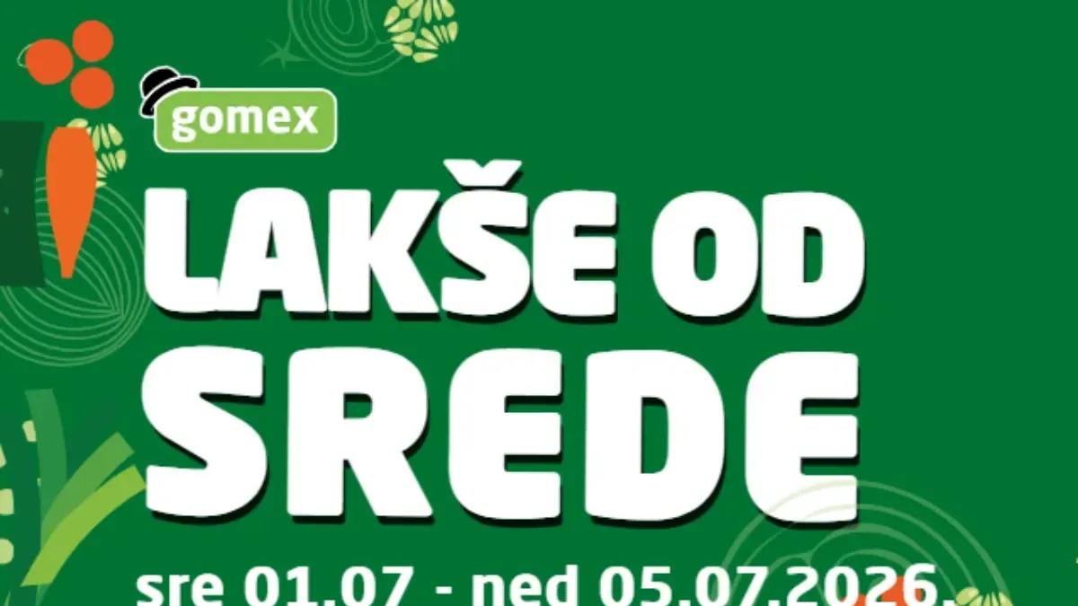Gomex katalog Lakše od srede od 01.07. do 05.07.2026 – akcija prehrane, pića i proizvoda za domaćinstvo