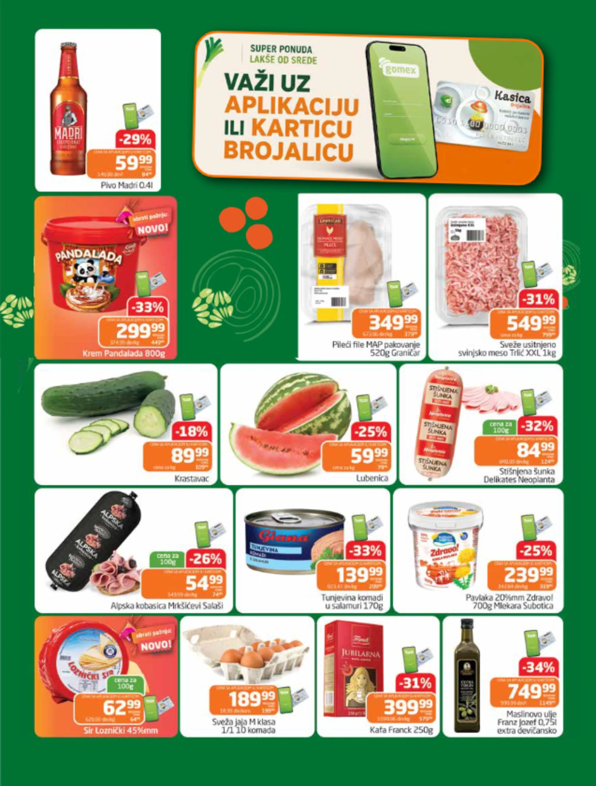 Gomex akcija do 05.07.2026 – meso, voće, kafa, mlečni proizvodi i svakodnevna kupovina