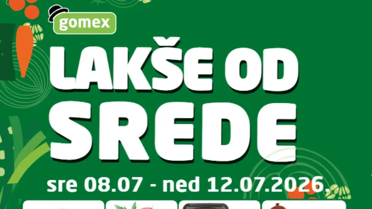 Gomex katalog Lakše od srede od 08. do 12.07.2026. – akcija sa popustima na prehranu, piće i proizvode za domaćinstvo