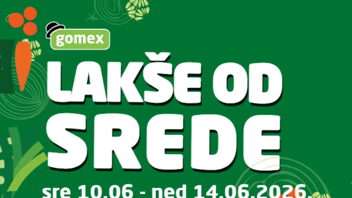 Gomex katalog Lakše od srede do 14.06.2026 – prehrana, meso, mleko, ulje, šećer i svakodnevne namirnice na akciji