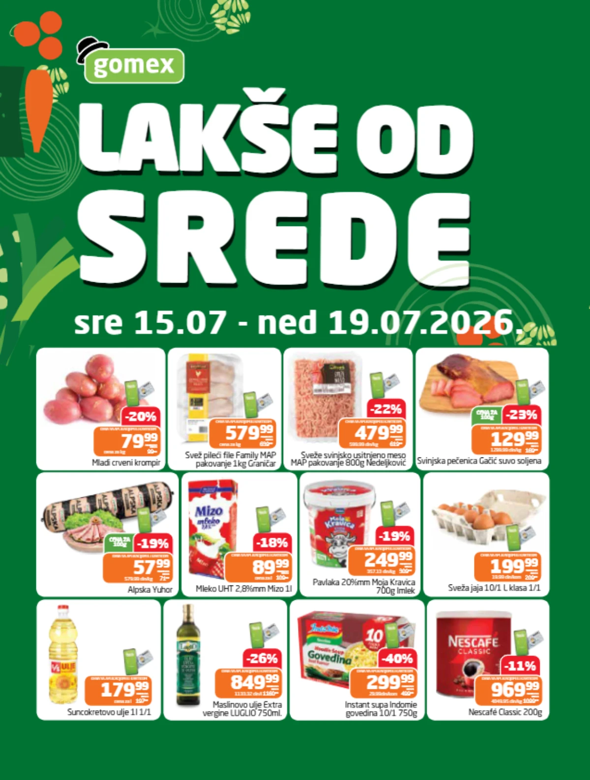 Gomex katalog Lakše od srede od 15. do 19.07.2026. – akcija sa popustima do 47%
