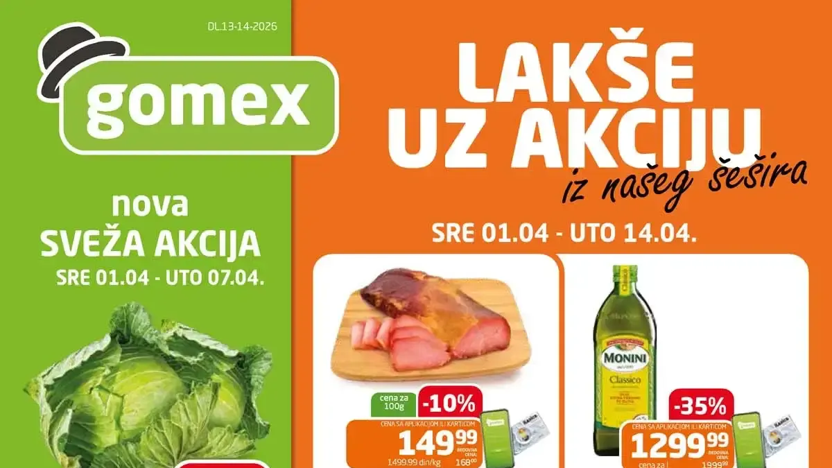 Gomex akcija Iz našeg šešira katalog sniženja do 14.04.2026 – prehrana i kućni proizvodi