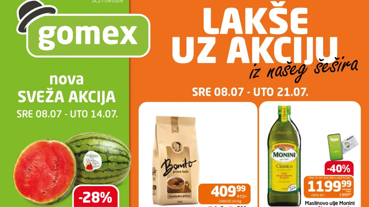 Gomex katalog od 08. do 21.07.2026. donosi akcijske cene, svežu ponudu i dodatne uštede uz Loyalty program