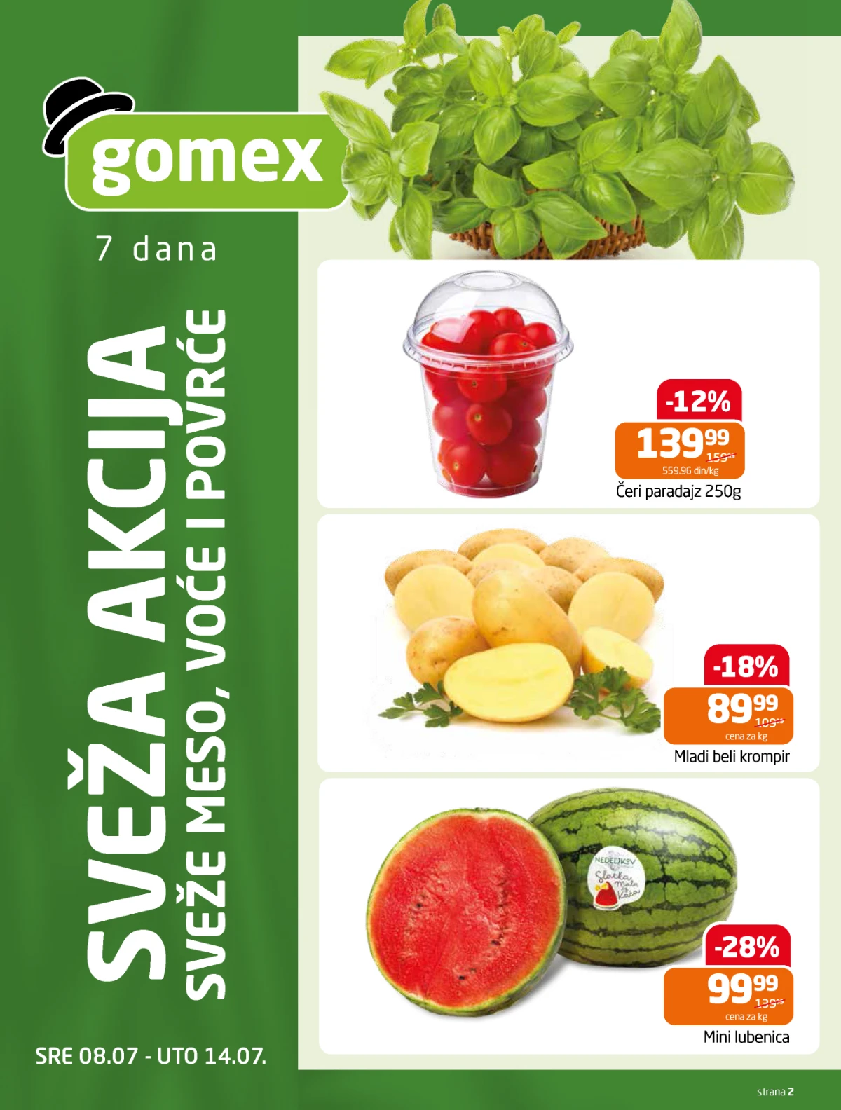 Gomex katalog strana 2 – sveže voće i povrće na akciji