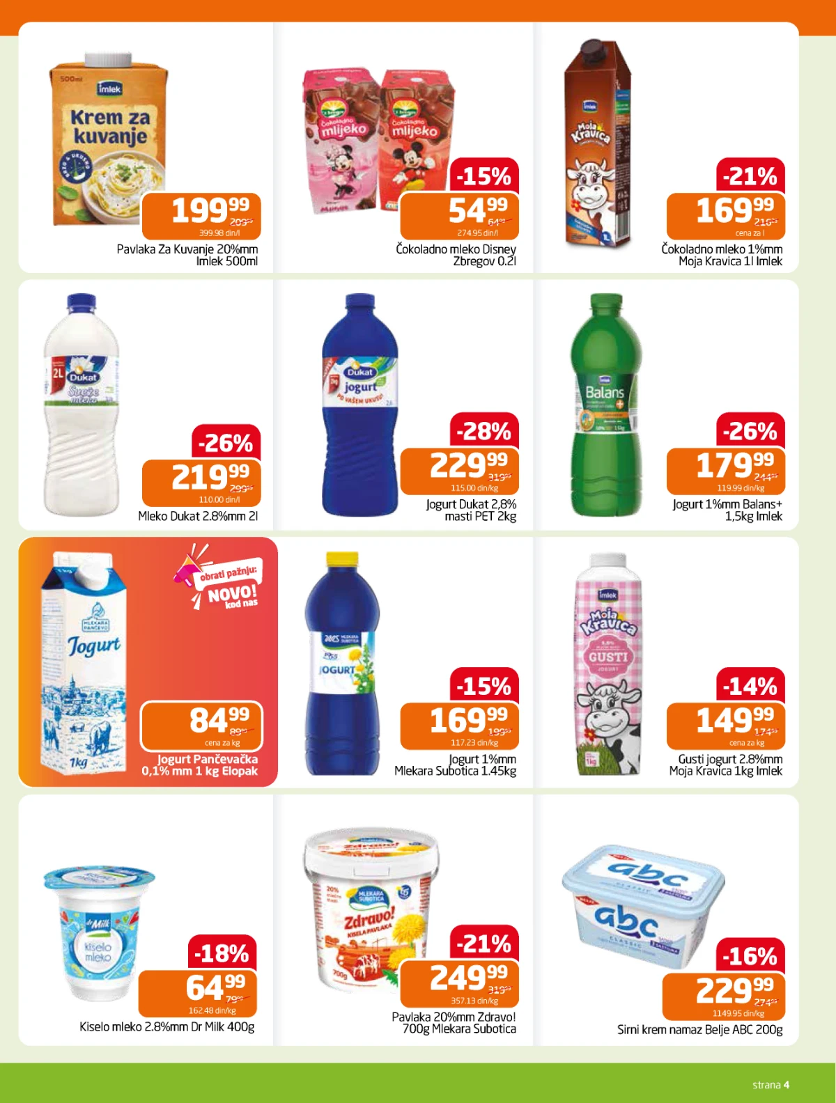 Gomex katalog strana 4 – mlečni proizvodi na akciji