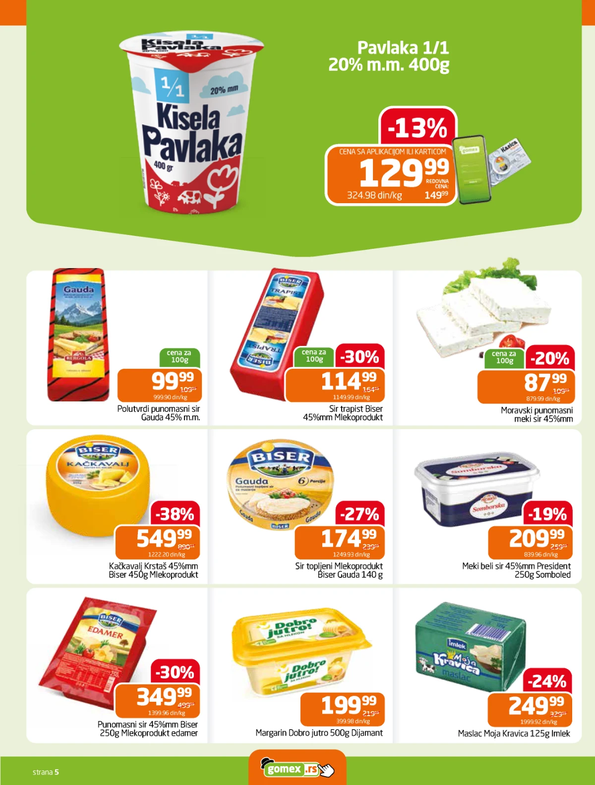 Gomex katalog strana 5 – sirevi i mlečni proizvodi