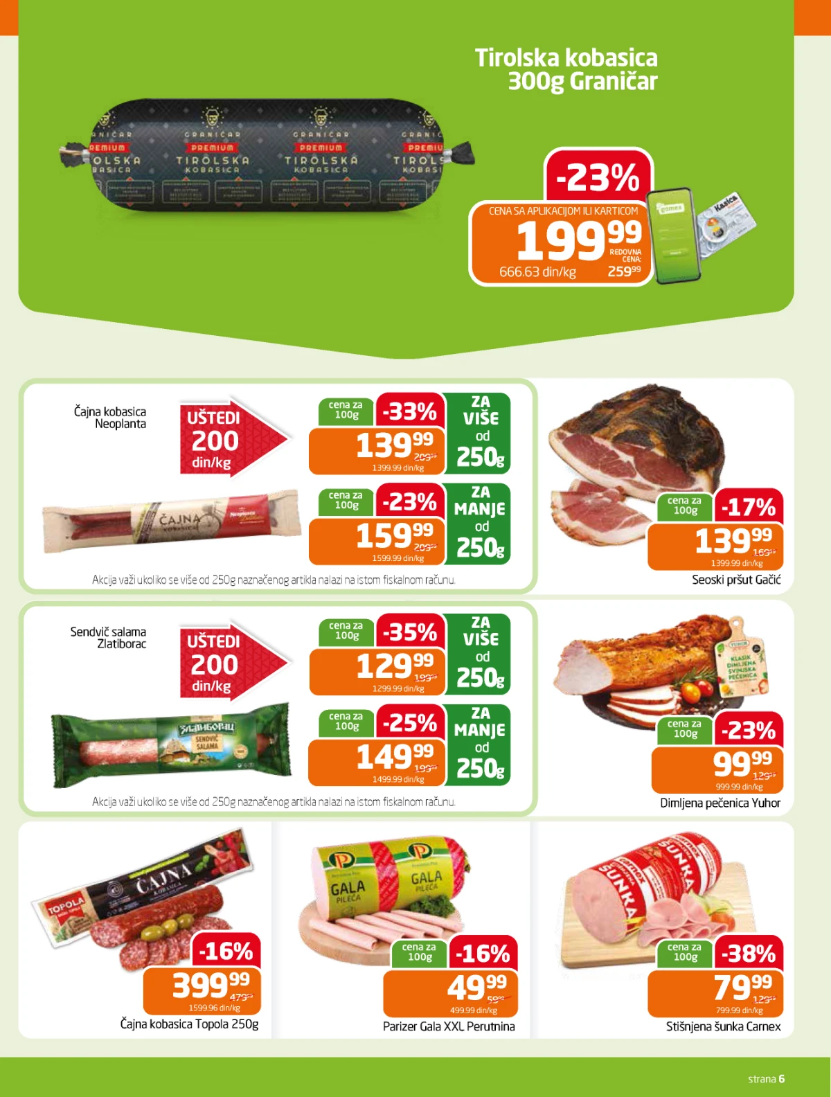 Gomex katalog strana 6 – suhomesnati proizvodi na akciji