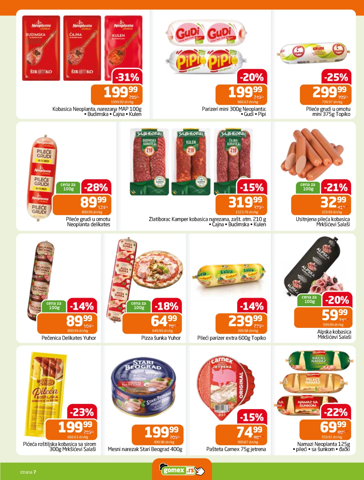 Gomex katalog strana 7 – delikates i mesni proizvodi