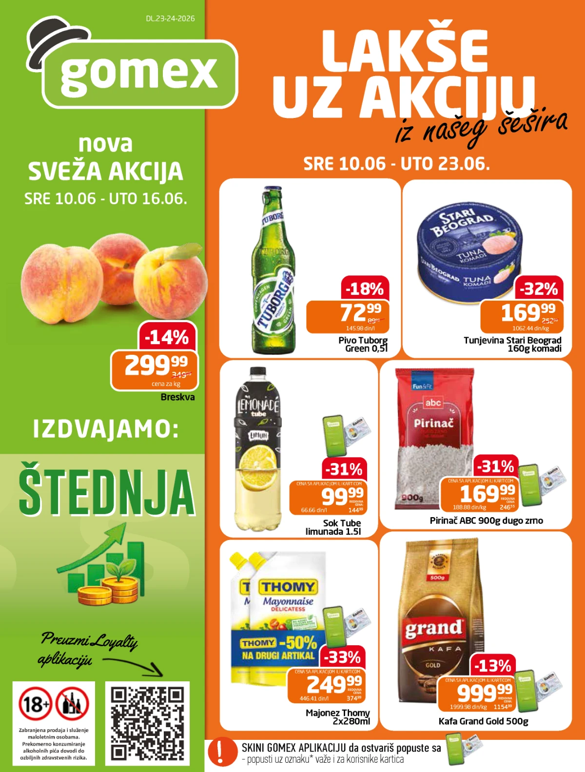 Gomex akcija maj 2026 – Eurokrem, kafa, suhomesnato i mlečni proizvodi do  23.06.2026