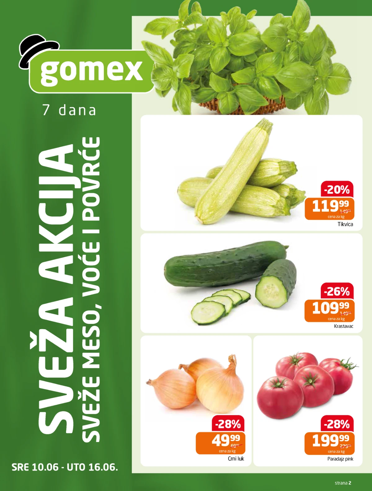 Gomex katalog strana 2 sveže voće i povrće na akciji