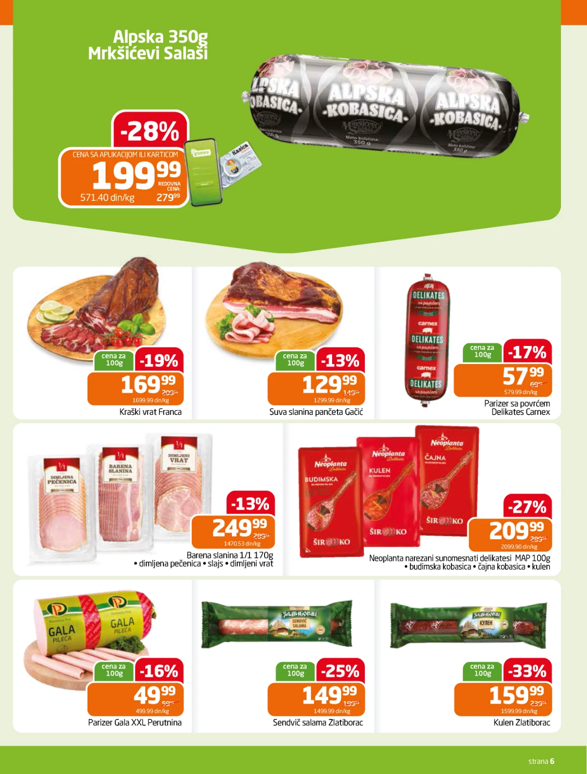 Gomex katalog strana 6 – kulen, slanina, parizer i suhomesnati proizvodi