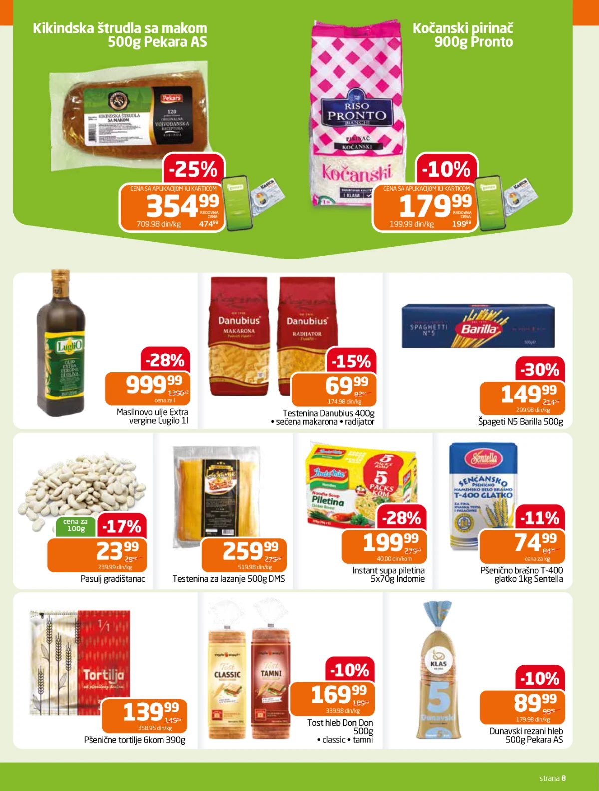 Gomex katalog strana 8 – testenina, pirinač, brašno i ulje