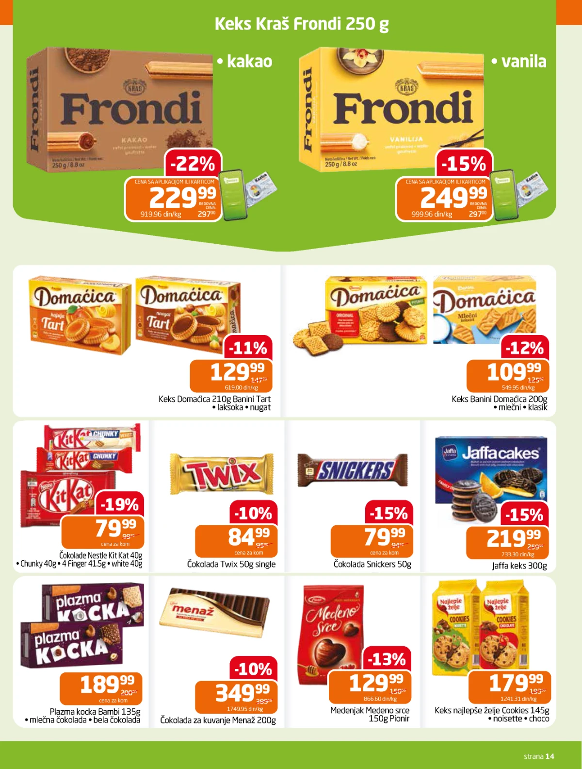 Gomex katalog strana 14 – keks, čokolade i slatkiši