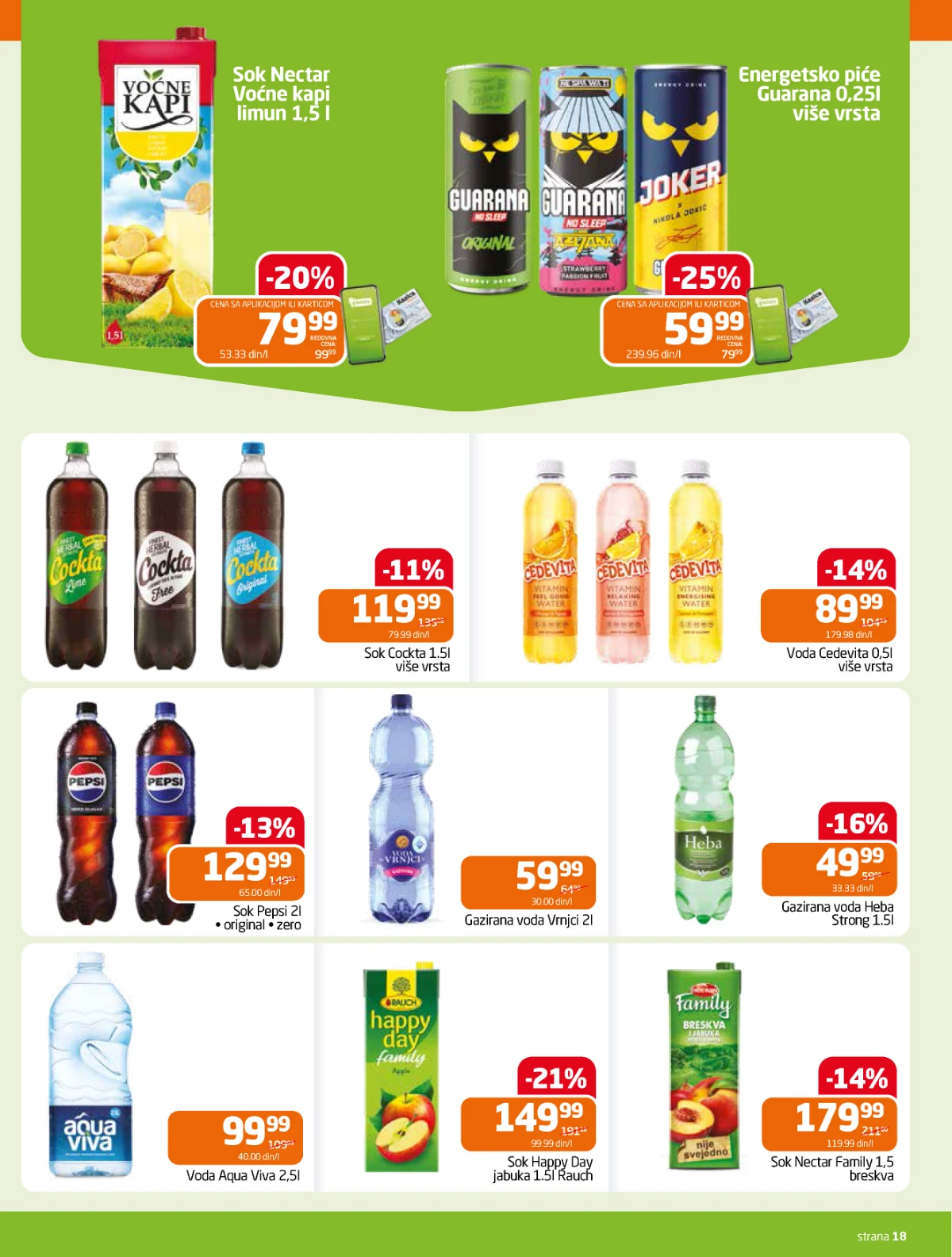 Gomex katalog strana 18 – sokovi, vode i energetska pića
