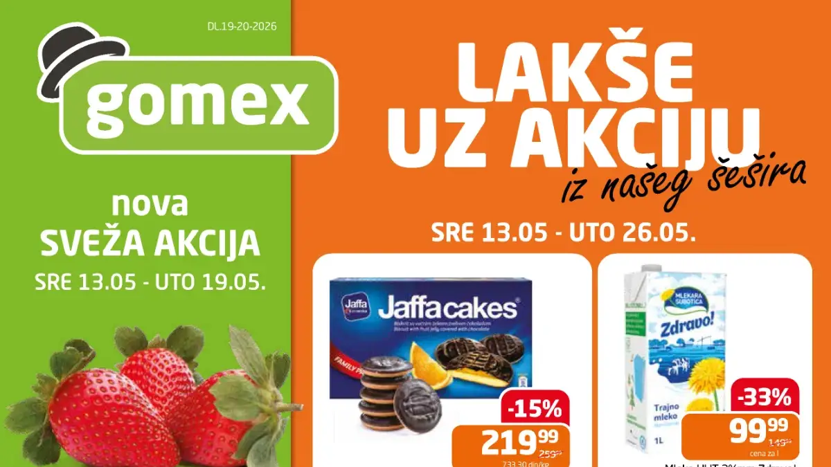 Gomex akcija maj 2026 – Eurokrem, kafa, mleko i suhomesnato na sniženju do 26.05.2026