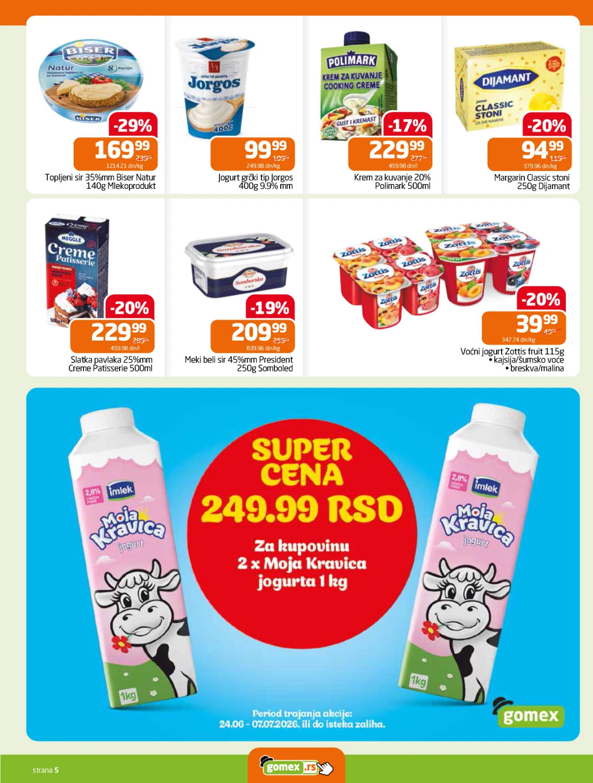 Gomex akcija mlečni proizvodi po nižim cenama