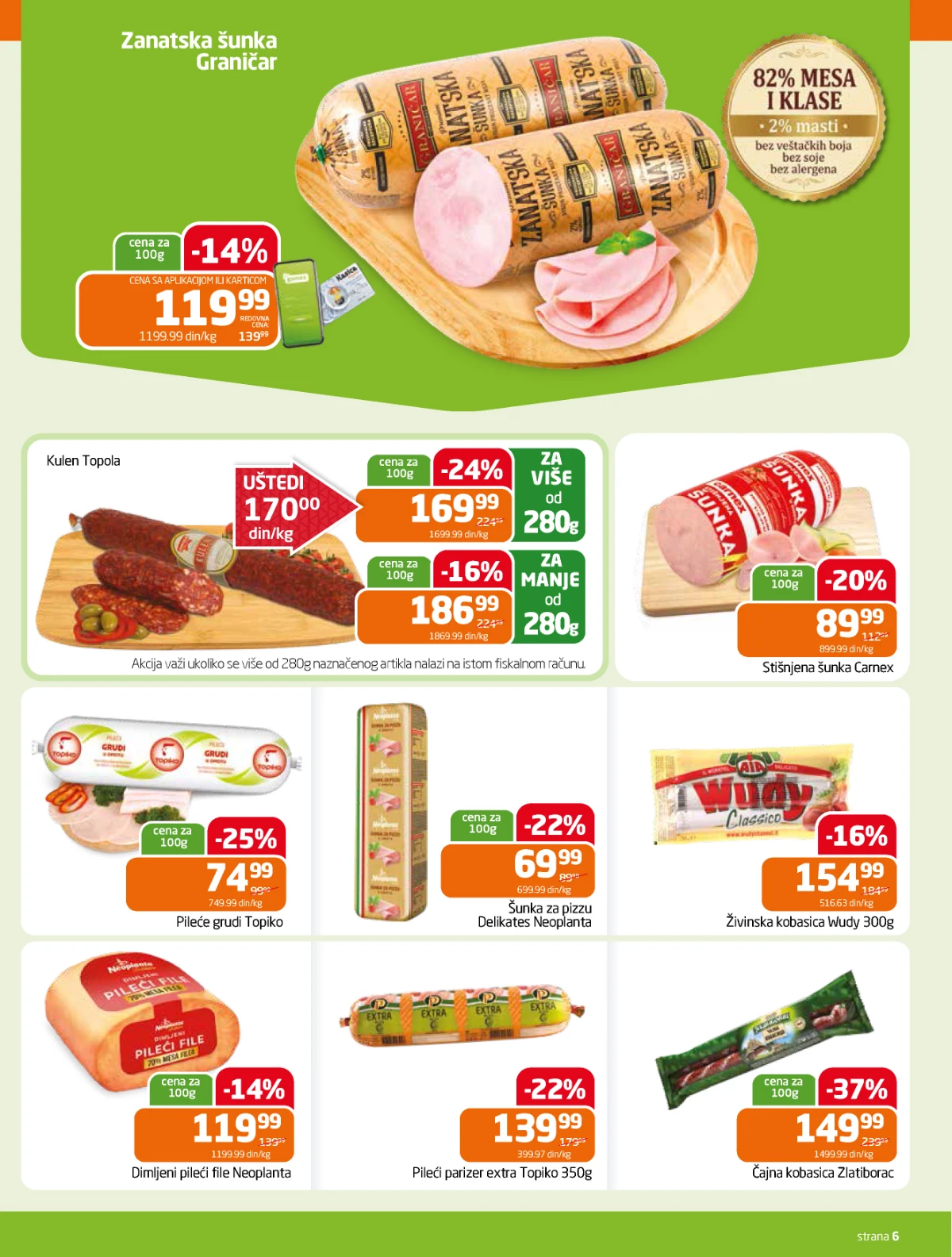 Gomex katalog strana 6 – suhomesnati proizvodi na akciji Gomex akcija 27.05–09.06.2026 – kulen, šunka i kobasice na sniženju