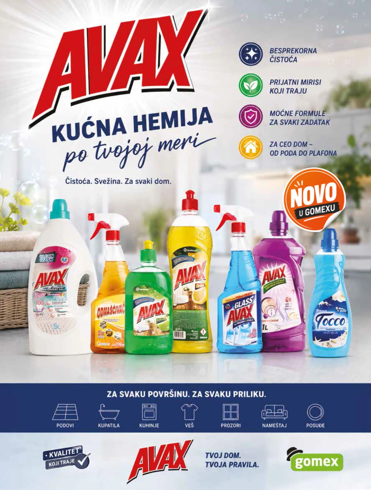 Gomex katalog strana 21 – Avax proizvodi za domaćinstvo Gomex akcija 27.05–09.06.2026 – Avax kućna hemija i sredstva za čišćenje
