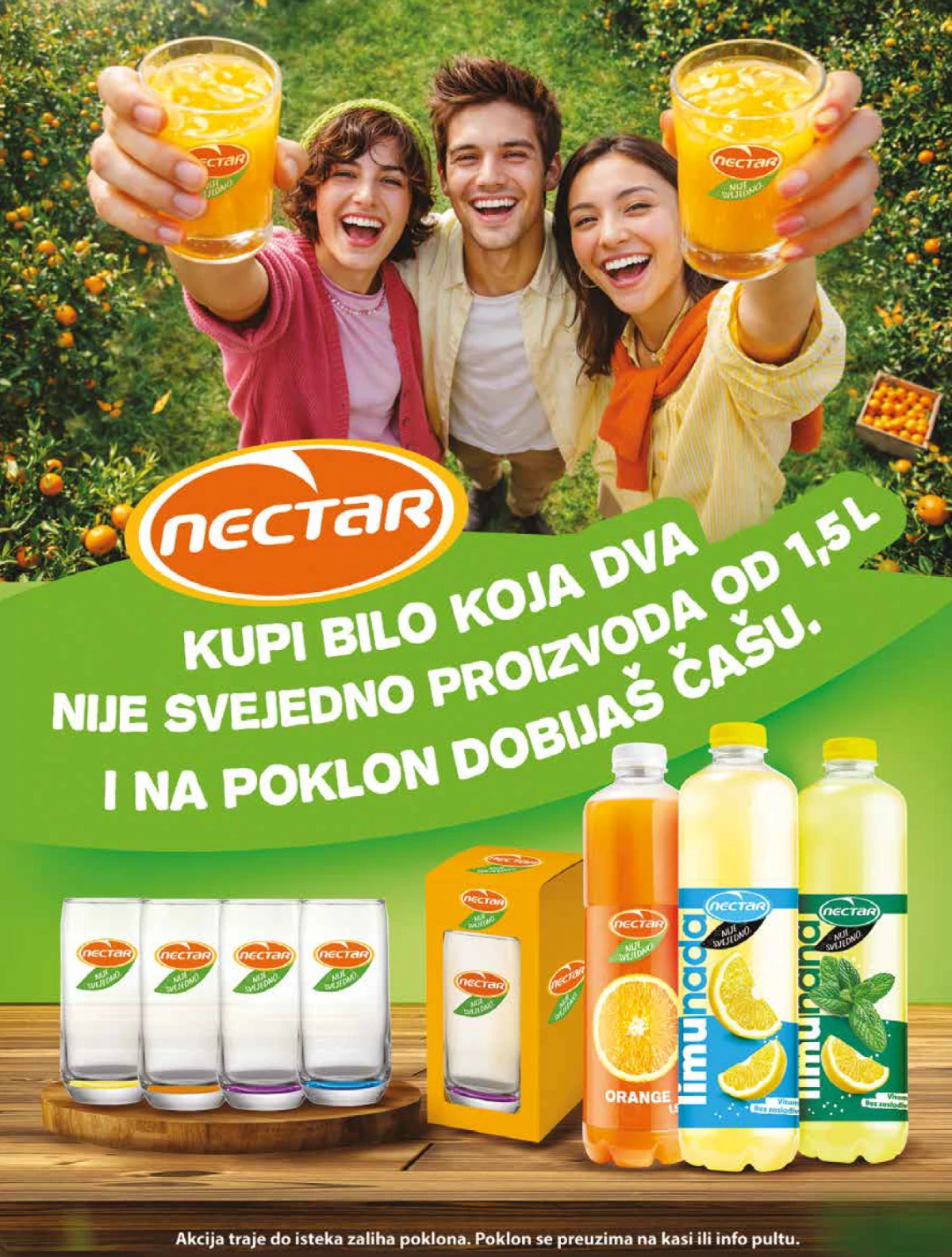Gomex katalog strana 27 – Nectar promocija i osveženje Gomex akcija 27.05–09.06.2026 – Nectar sokovi i poklon čaše