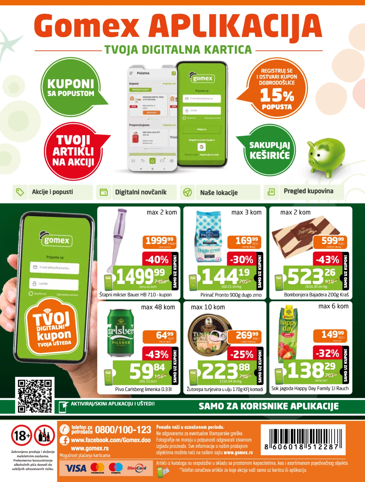 Gomex katalog strana 28 – aplikacija i kuponi za dodatne popuste Gomex akcija 27.05–09.06.2026 – digitalni kuponi i Gomex aplikacija