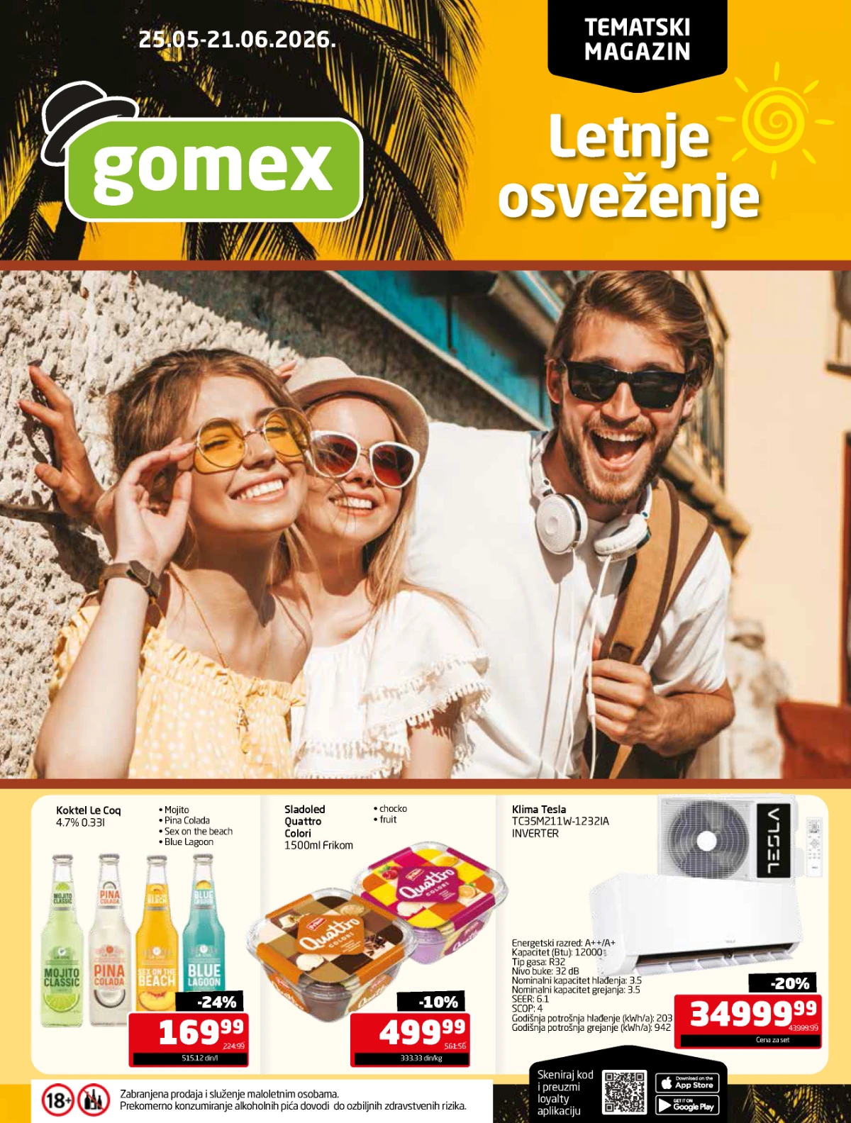 Gomex Letnje osveženje katalog 25.05–21.06.2026 – sladoledi, klima uređaji i letnja oprema na sniženju