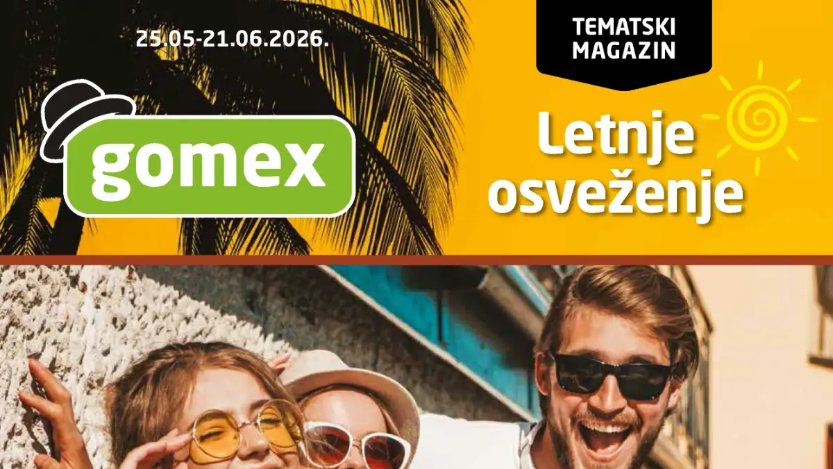Gomex Letnje osveženje katalog 25.05–21.06.2026 – sladoledi, piće, klima uređaji i letnja oprema na sniženju do 40%