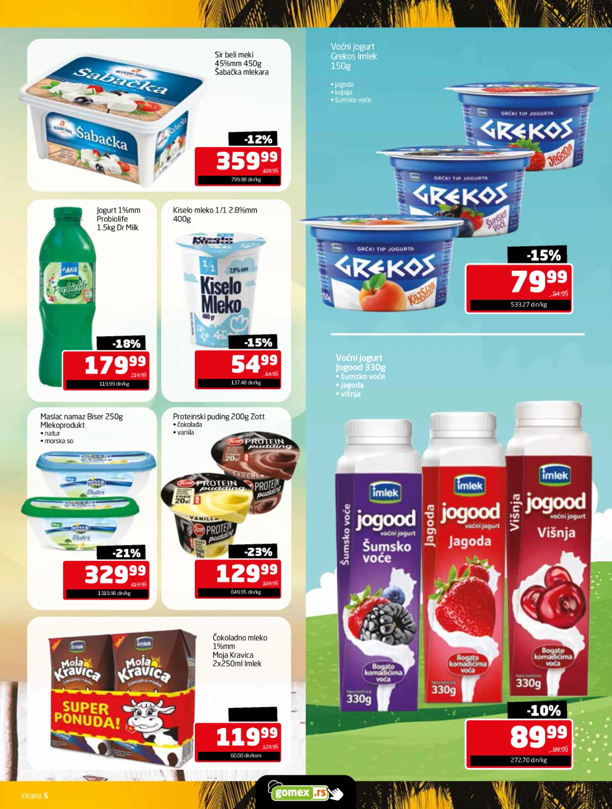 Gomex Letnje osveženje katalog strana 5 – sir, jogurt, kiselo mleko i mlečni proizvodi