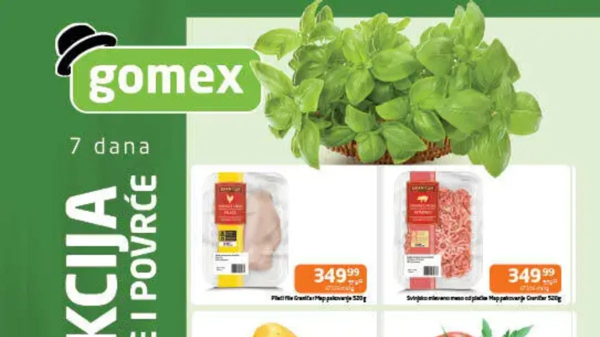 Gomex sveža akcija do 23% popusta na meso, voće i povrće do 09.06.2026