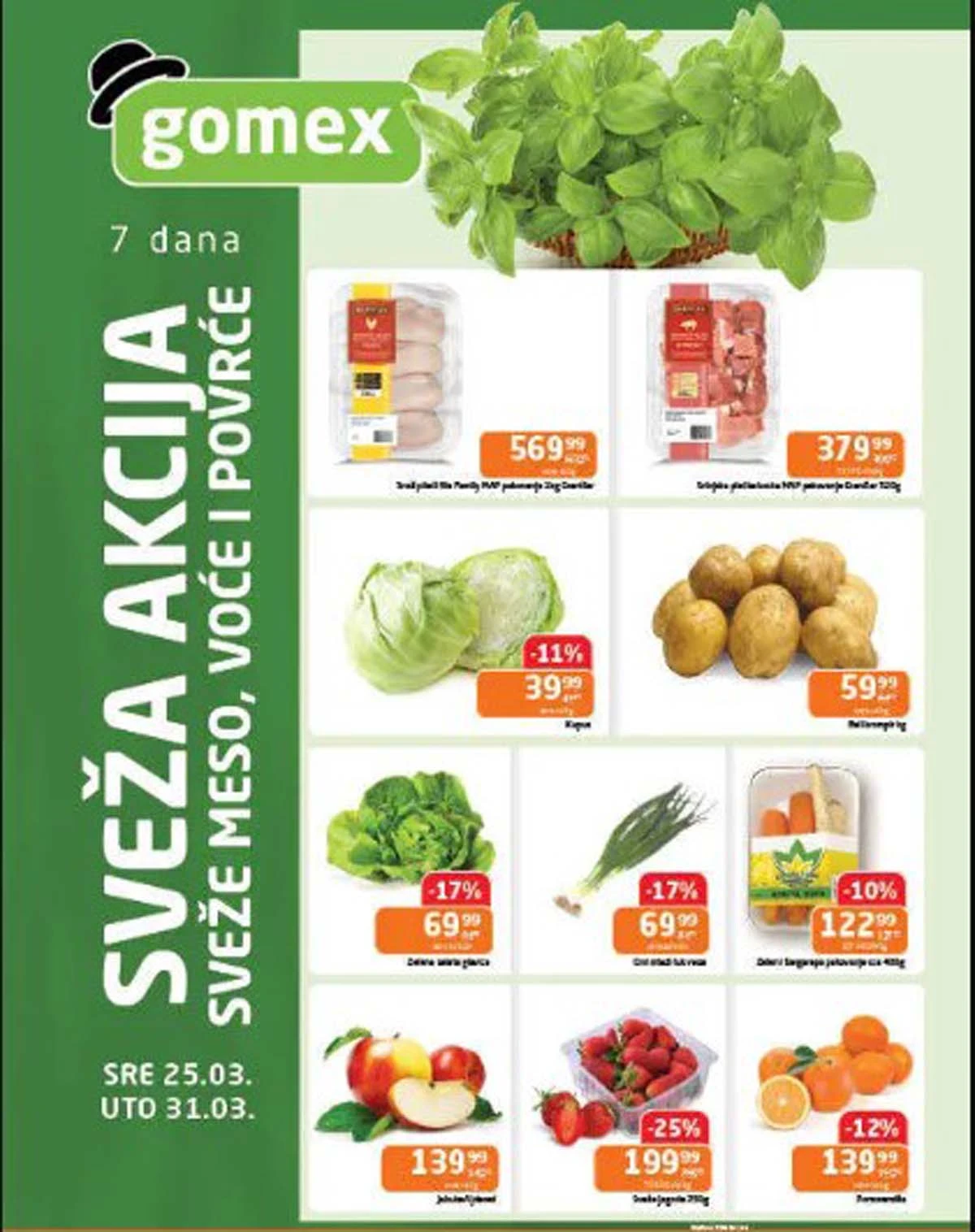 Gomex Sveža akcija katalog sniženja do 31. marta 2026. sveže voće, povrće i prehrambeni proizvodi Srbija