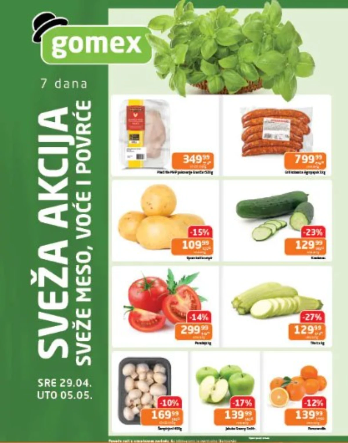 Gomex Sveža akcija katalog voće povrće meso cene sniženja do 05.05.2026 Srbija