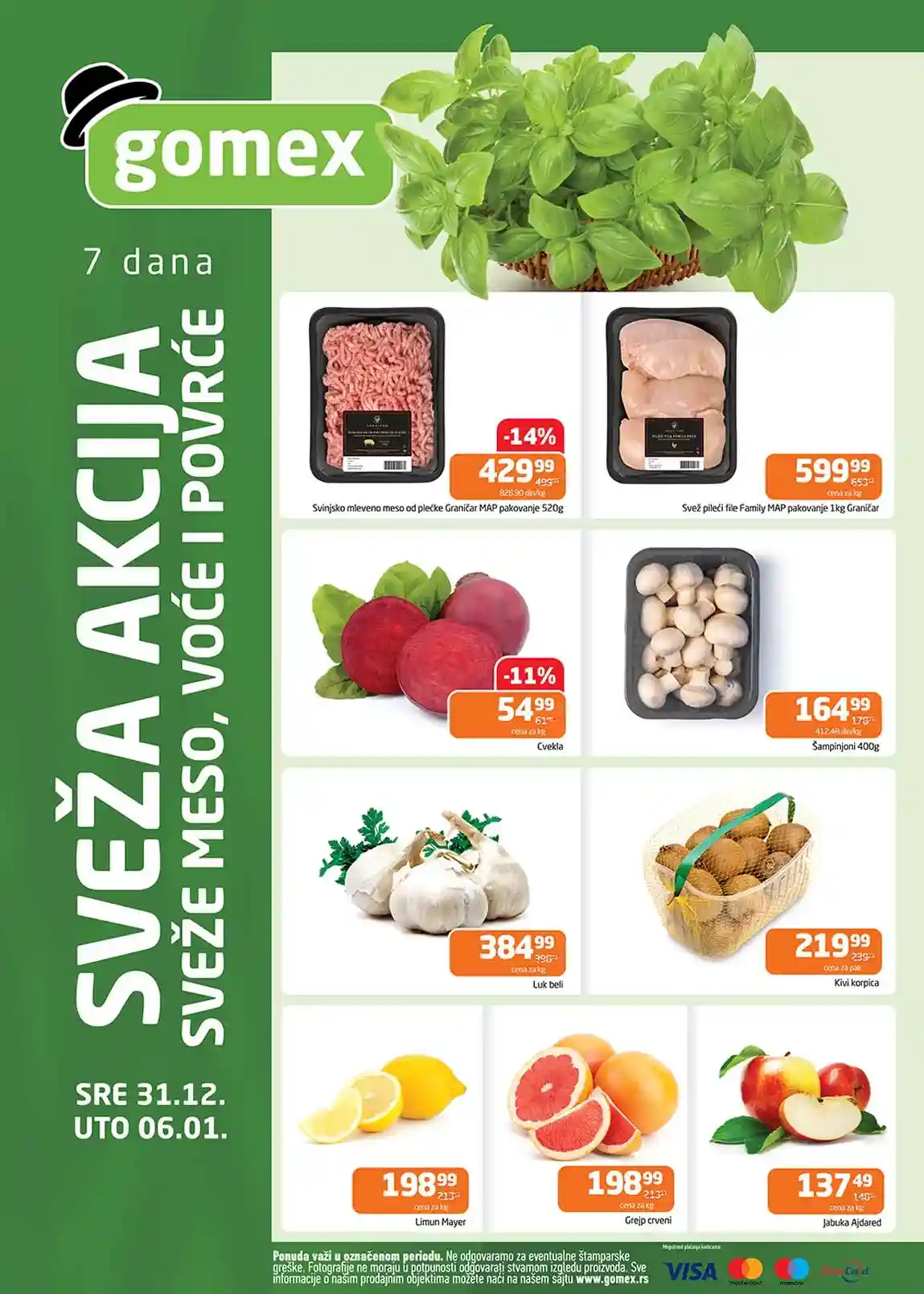 Gomex Sveža akcija, meso, voće i povrće. Super cene