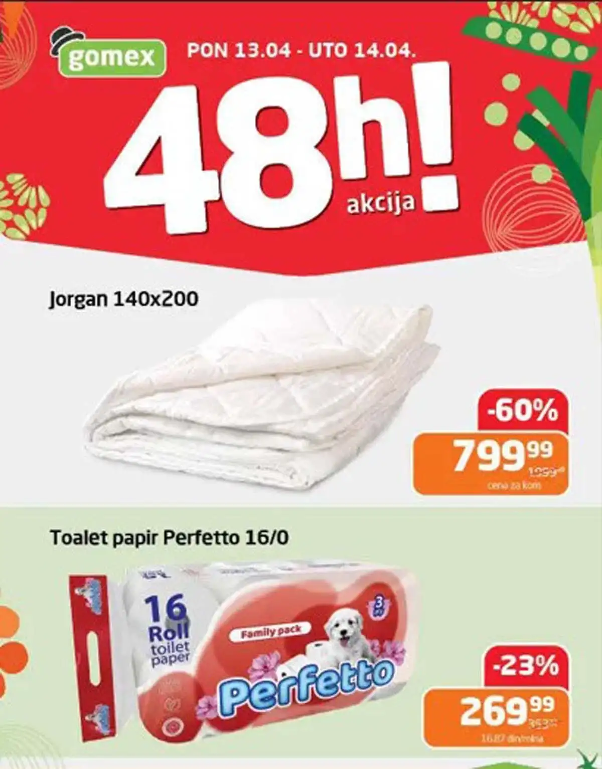 Gomex akcija 48 sati sniženja do 38 posto do 14. aprila 2026