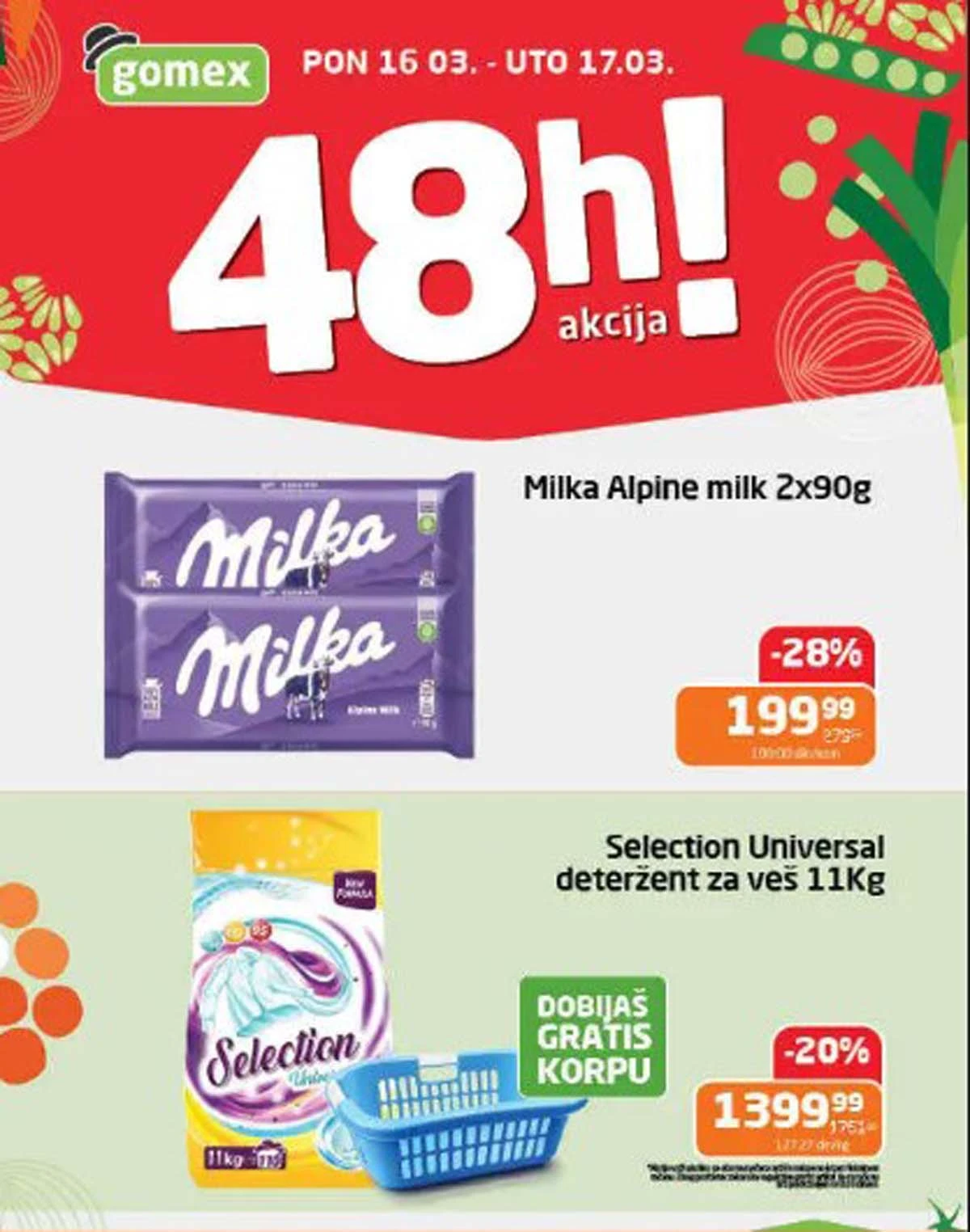 Gomex akcija 48 sati sniženja do 28 posto do 17. marta 2026