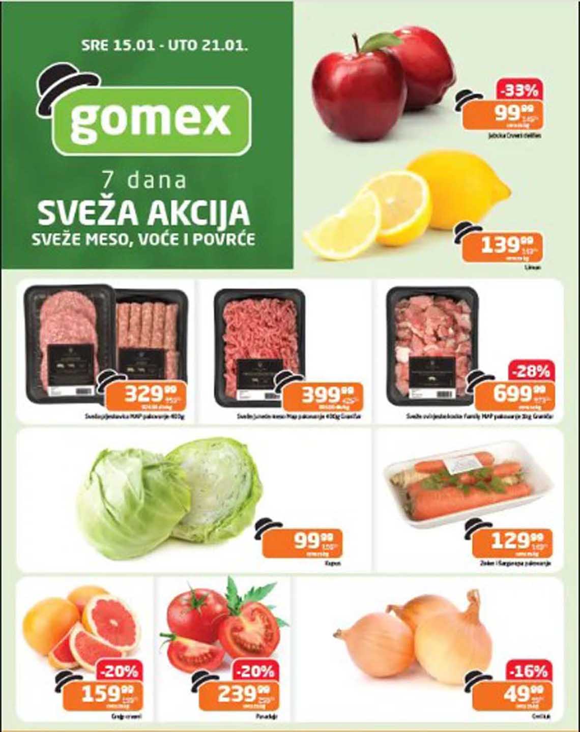 Gomex Sveža akcija, meso, voće i povrće. Super cene