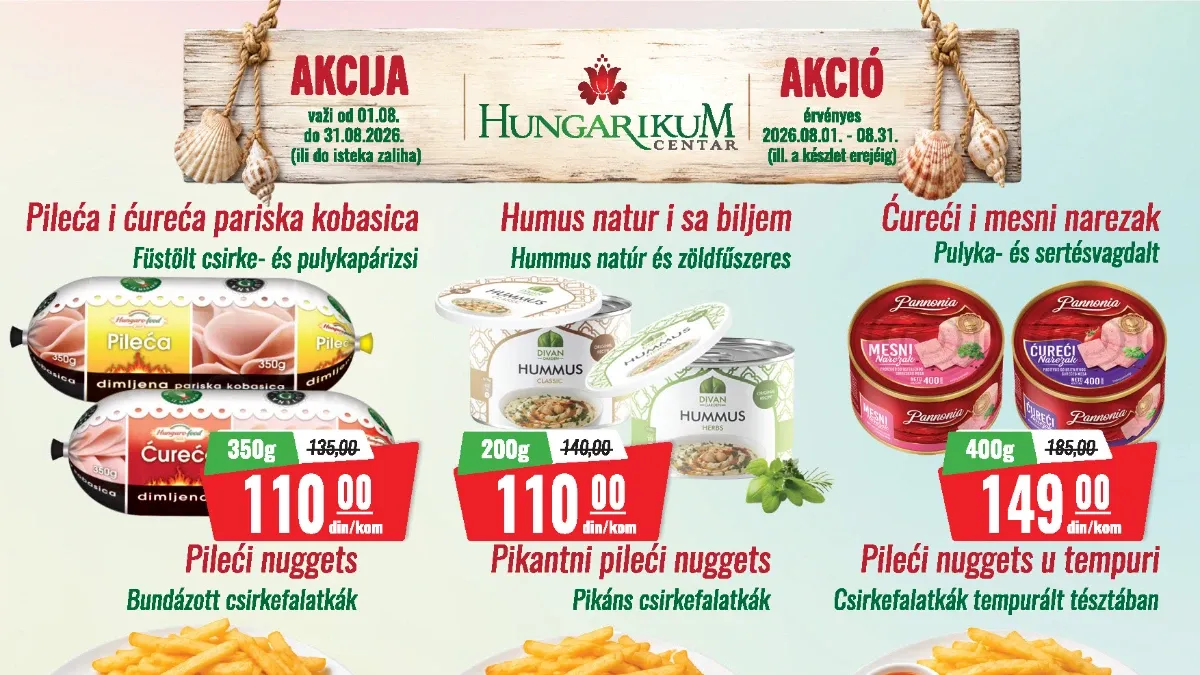 Hungarikum Centar akcija – popusti do 36% na prehranu, pića i druge proizvode do 31.08.2026.