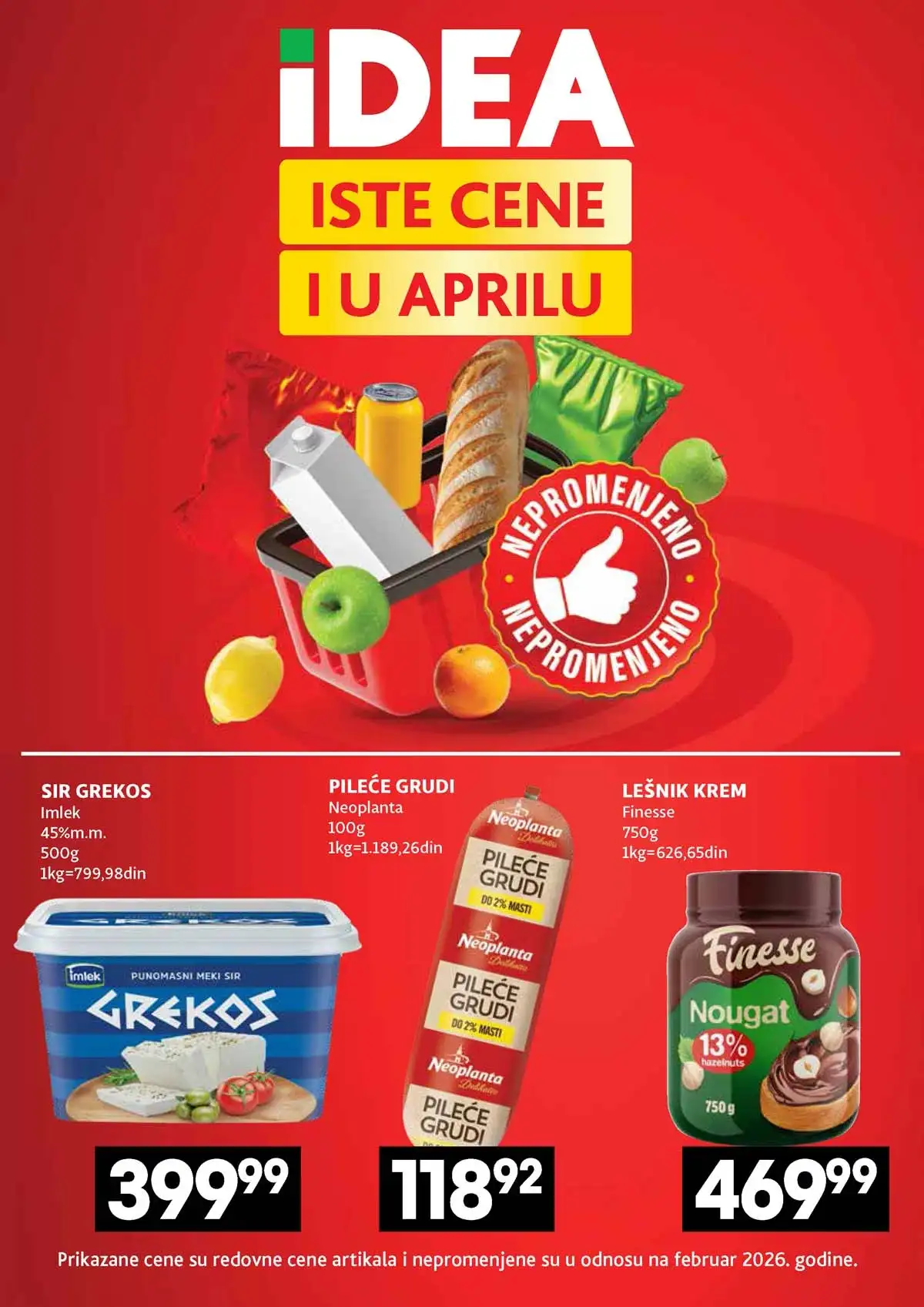 IDEA akcija Iste cene i u aprilu katalog sniženja proizvoda do 08. aprila  2026 strana 1