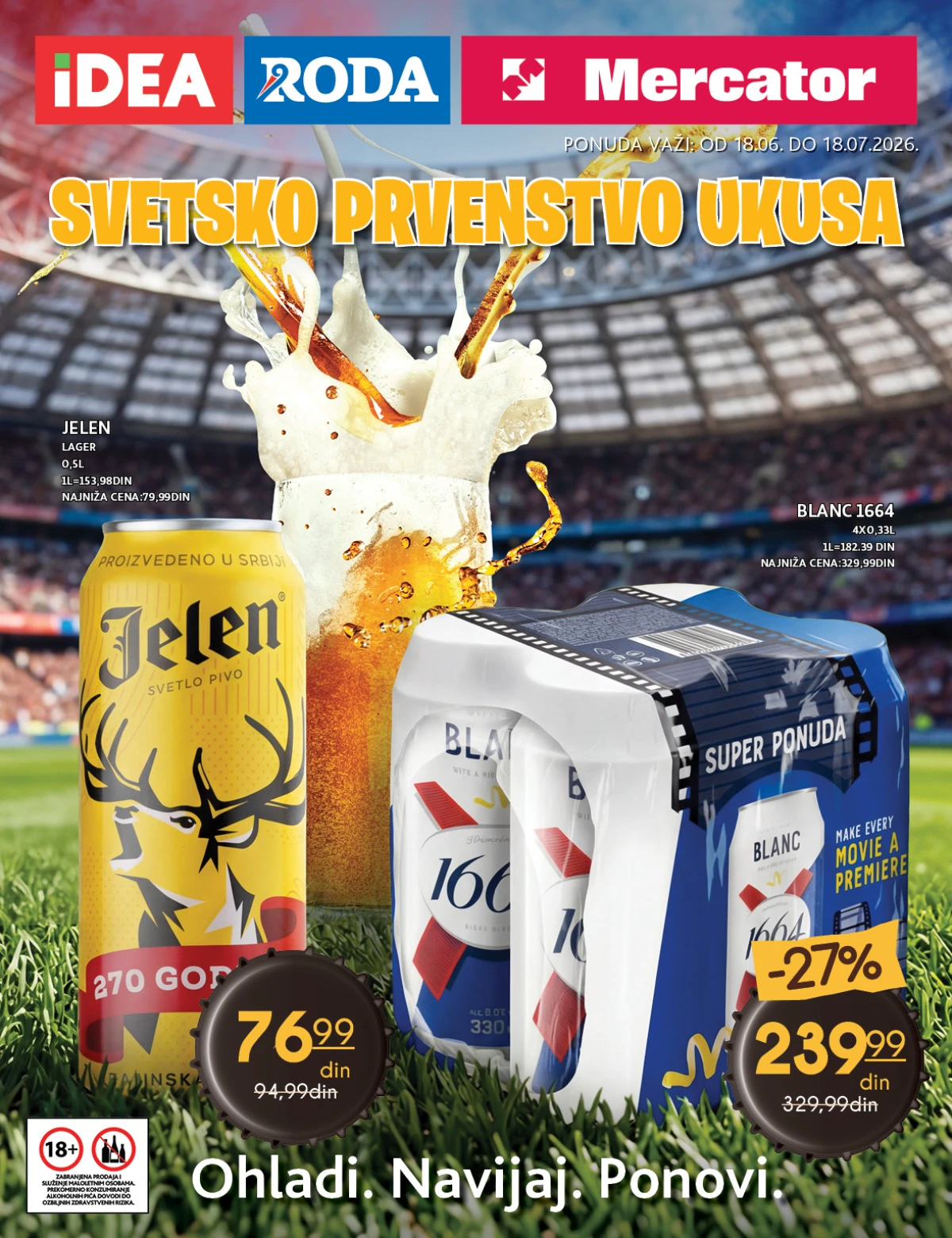 IDEA, Roda i Mercator Svetsko prvenstvo ukusa do 18.07.2026 – specijalna ponuda piva i osveženja