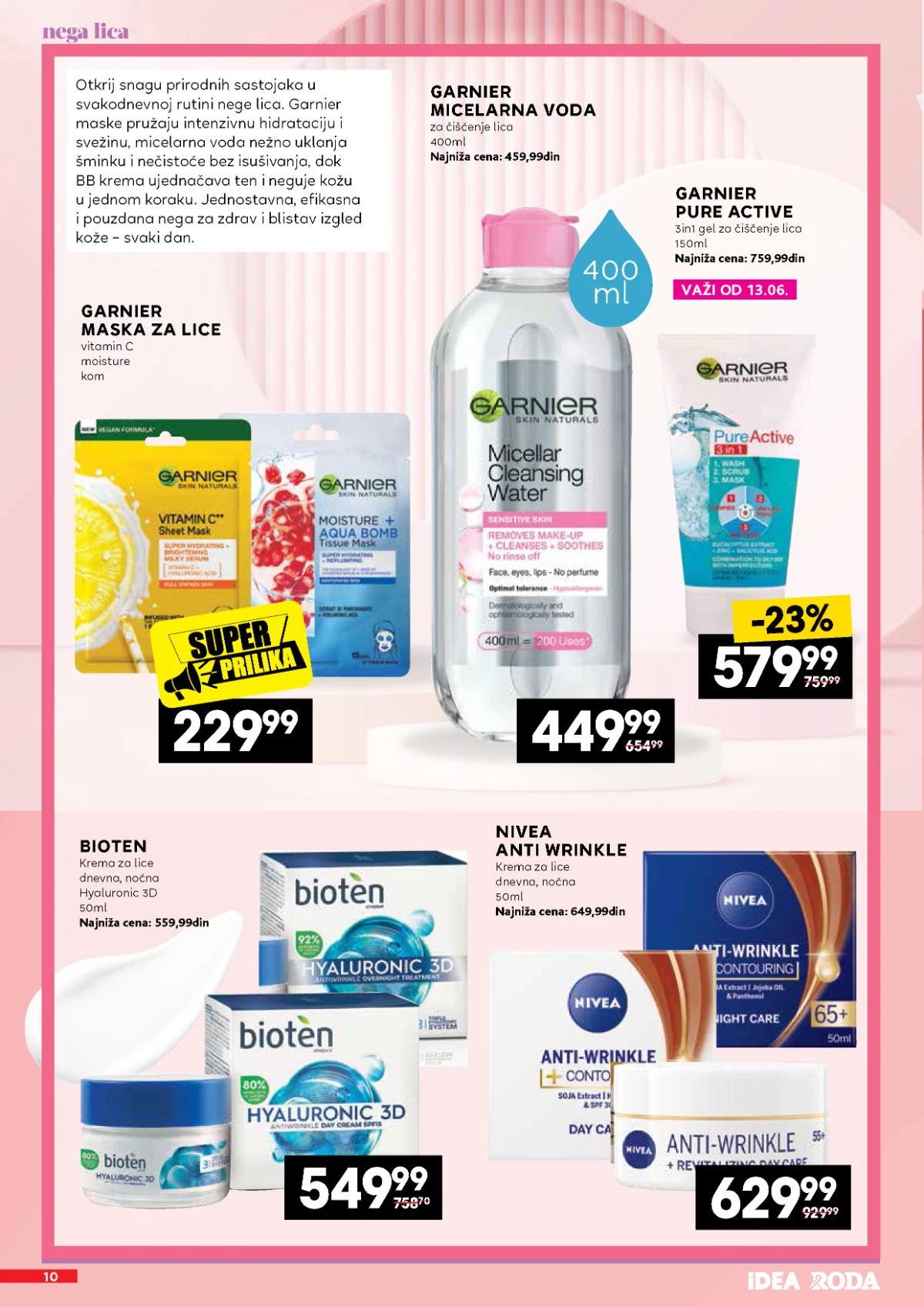 Garnier, Bioten i Nivea proizvodi za negu lica na akciji