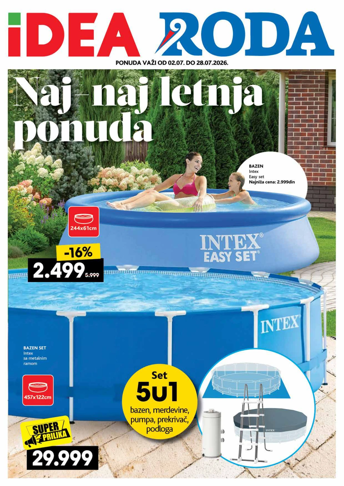 IDEA i RODA letnji katalog do 28.07.2026 – popusti do 41% na bazene, opremu za leto i proizvode za dvorište
