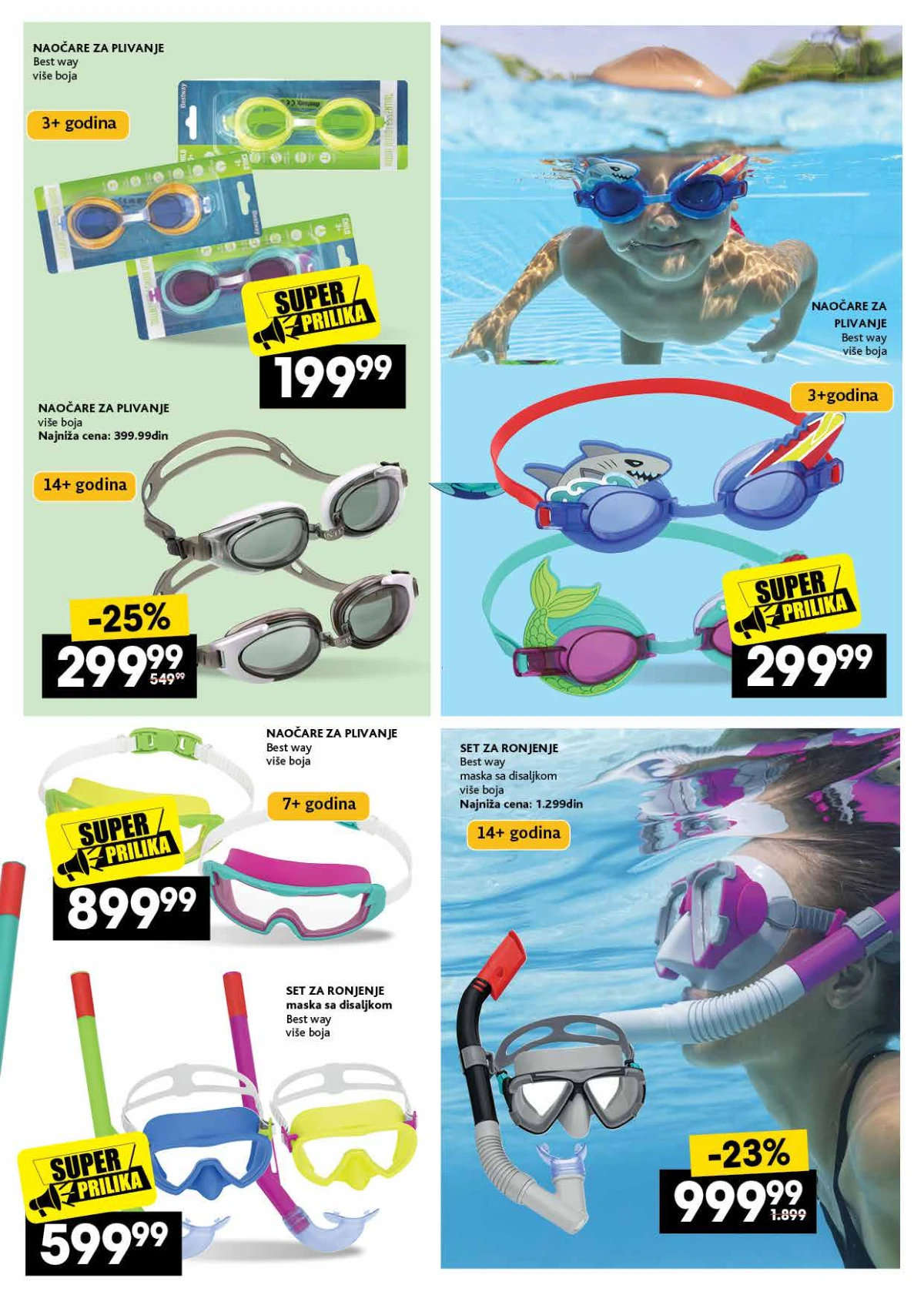 IDEA i RODA letnji katalog strana 19 – naočare za plivanje i setovi za ronjenje