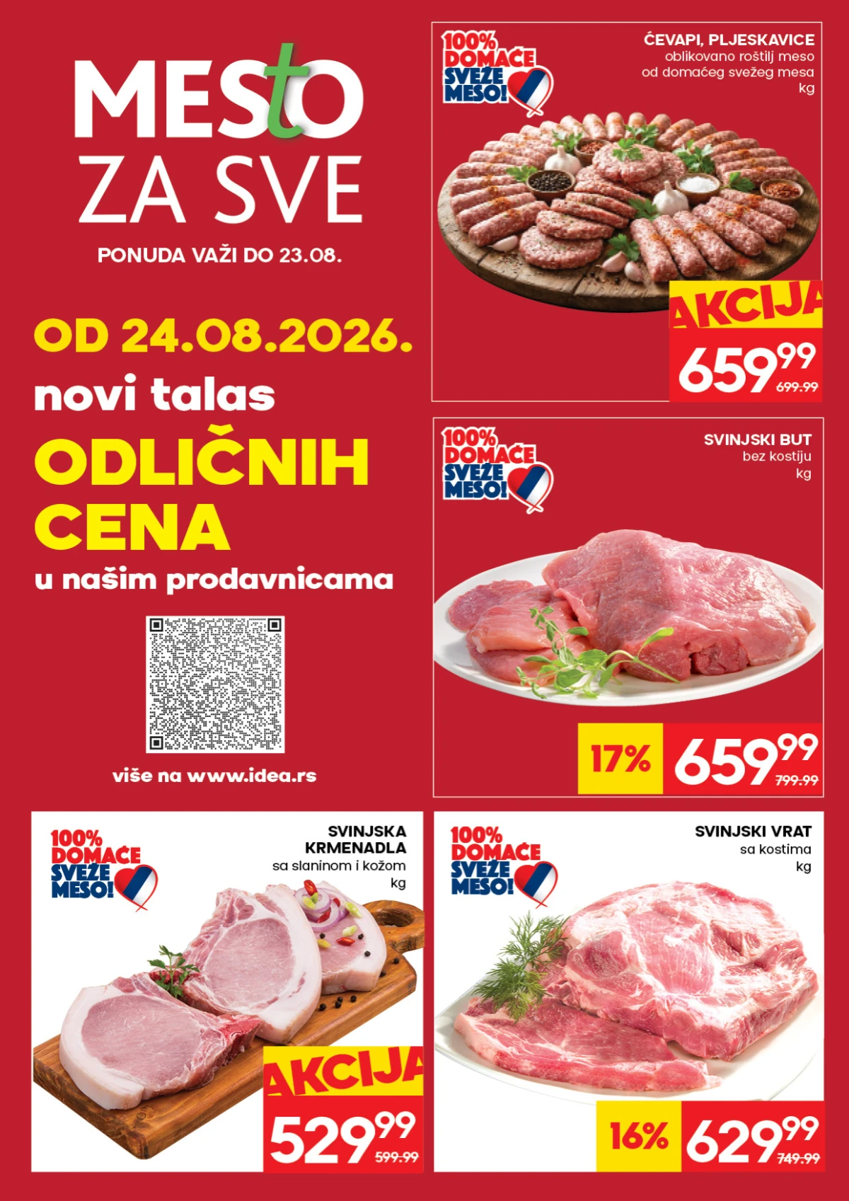 IDEA meso na akciji – ćevapi, pljeskavice, svinjski but, krmenadla i svinjski vrat