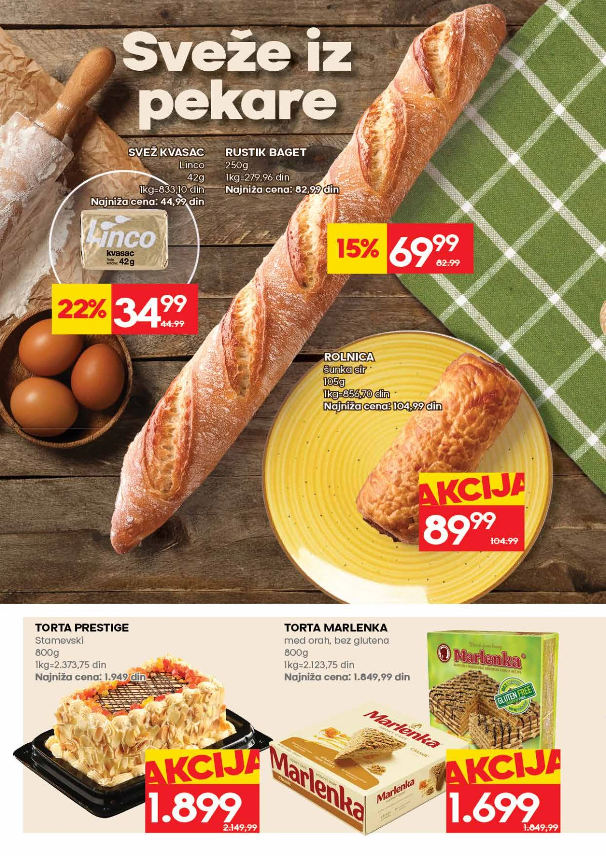 IDEA pekara – rustik baget, rolnica šunka sir i torte po akcijskim cenama