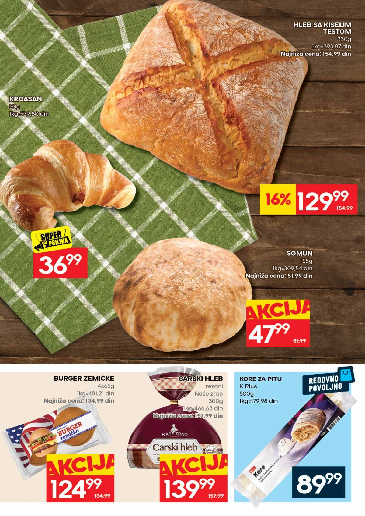 IDEA pekara – kroasan, hleb sa kiselim testom, somun i carski hleb na akciji
