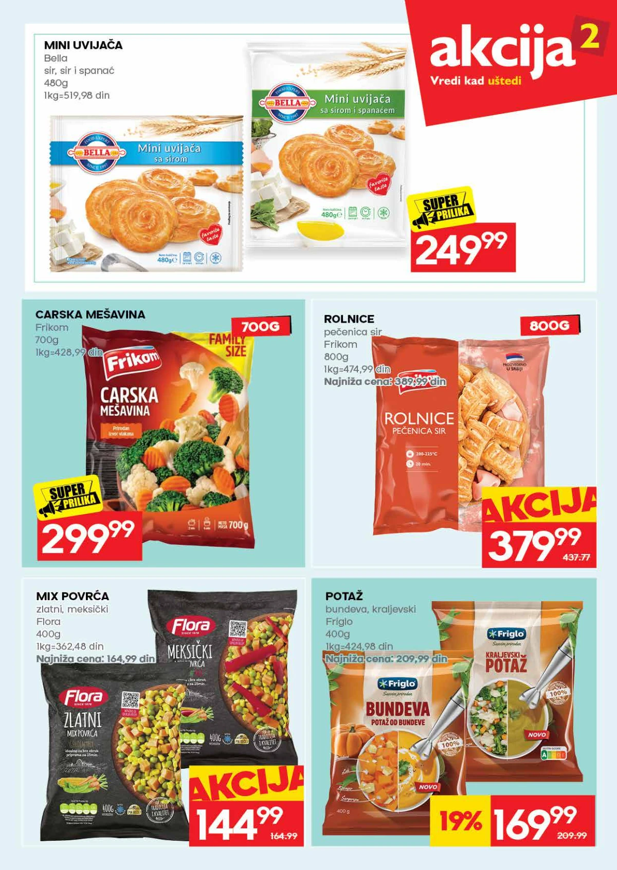 IDEA katalog – Bella mini uvijača, Frikom carska mešavina, rolnice i zamrznuto povrće