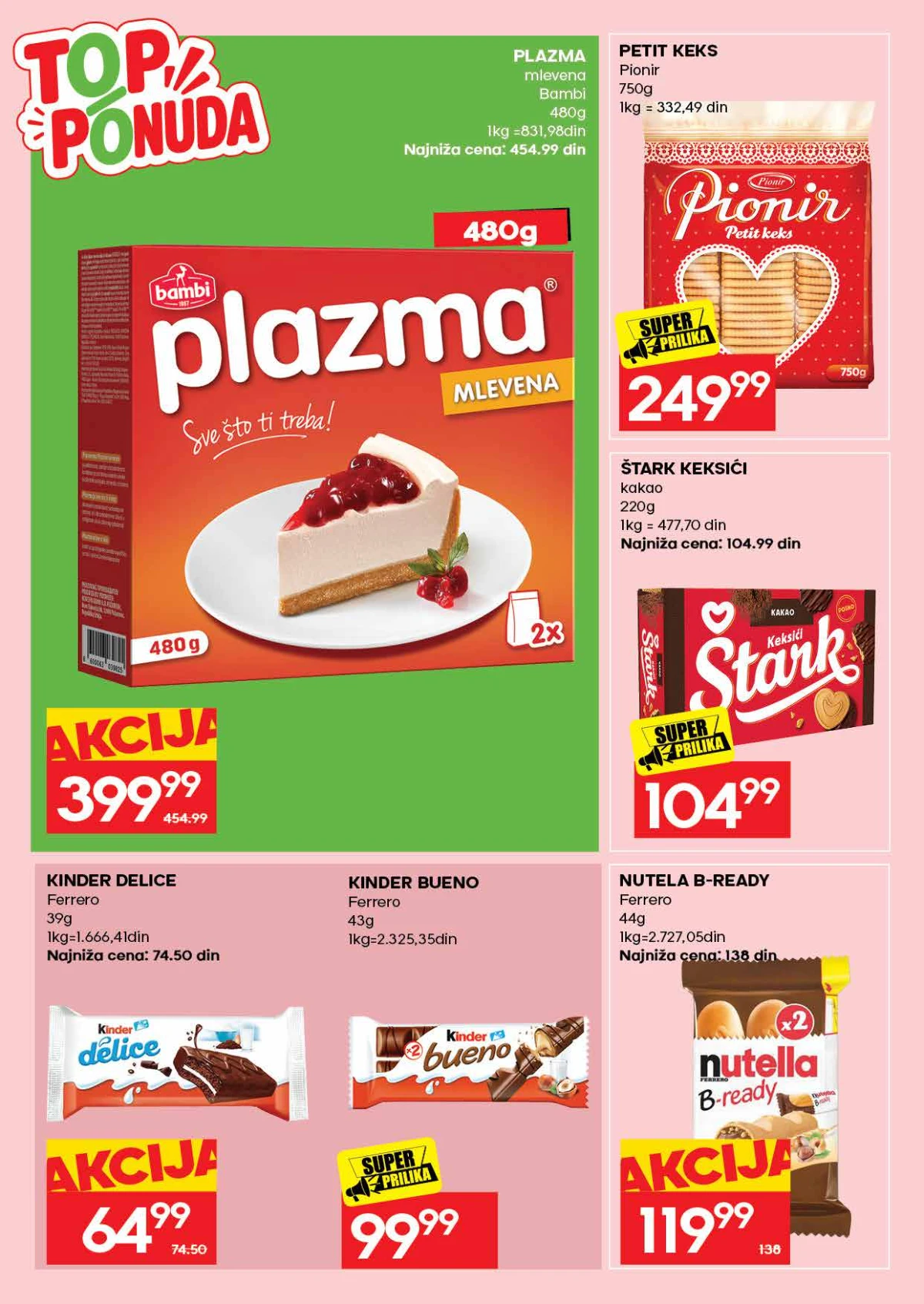 IDEA katalog – Plazma, Pionir Petit keks, Štark keksići, Kinder i Nutella B-ready