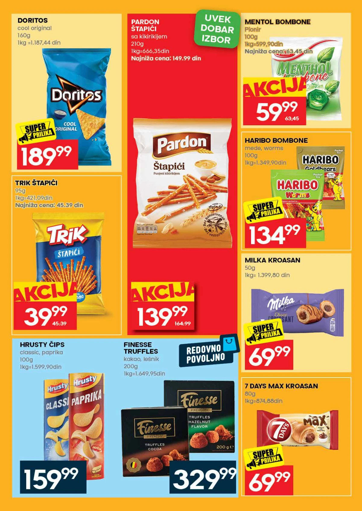 IDEA katalog – Doritos, Trik štapići, Pardon, Haribo, Milka kroasan i grickalice