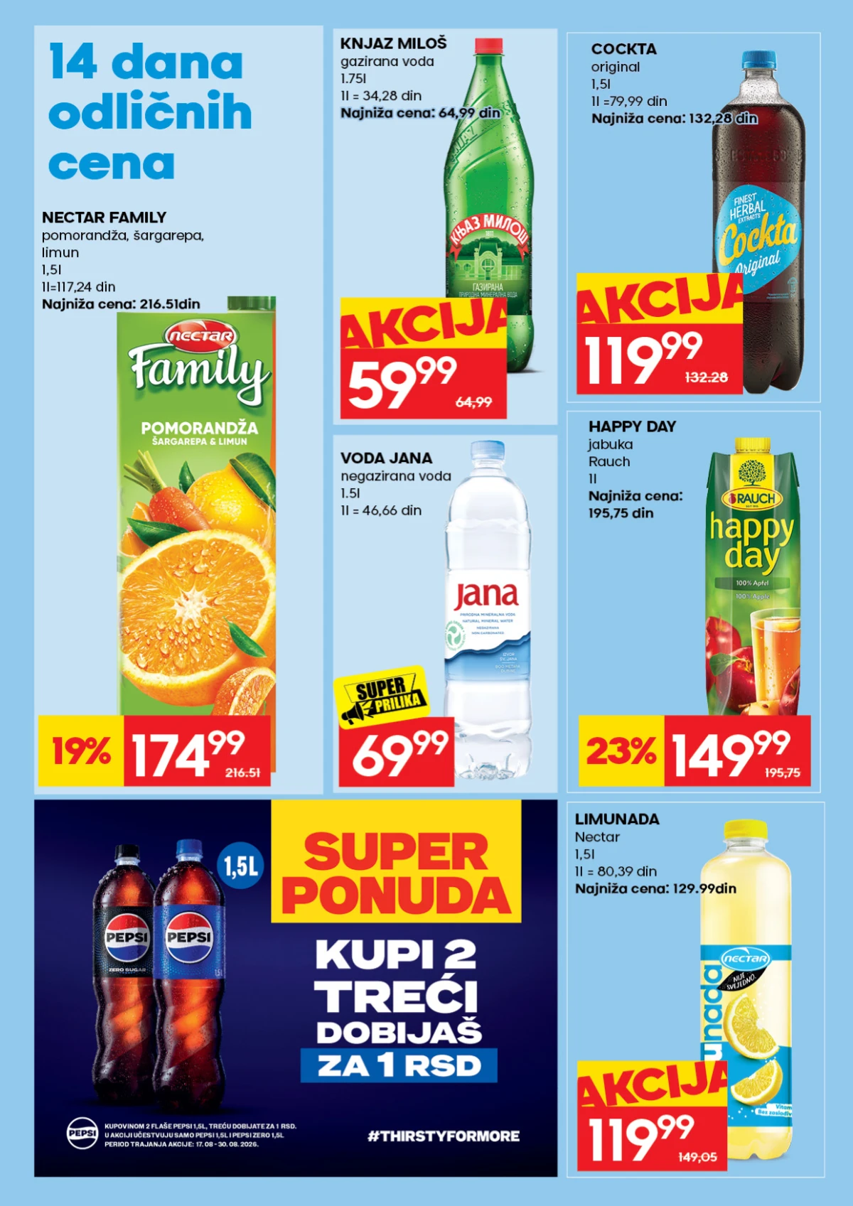 IDEA katalog – Nectar sokovi, Knjaz Miloš, Cockta, Jana i Happy Day na akciji