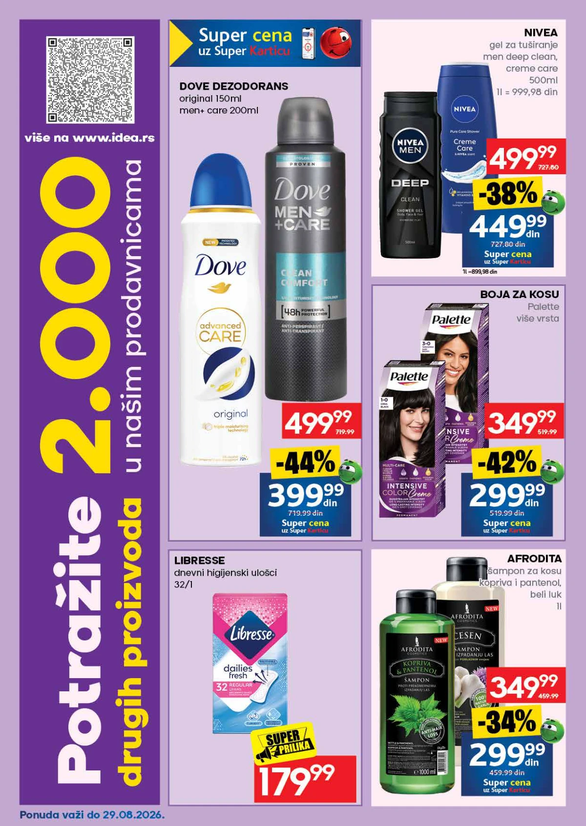 IDEA katalog – Dove dezodorans, Nivea gel za tuširanje, Palette boja, Libresse i Afrodita šampon