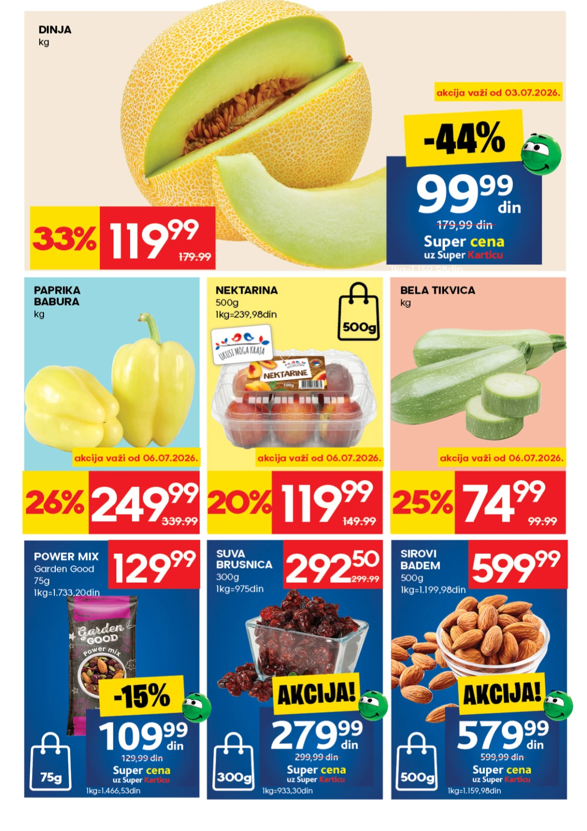 IDEA katalog strana 3 – dinje, paprike, tikvice, orašasti plodovi i voće na akciji