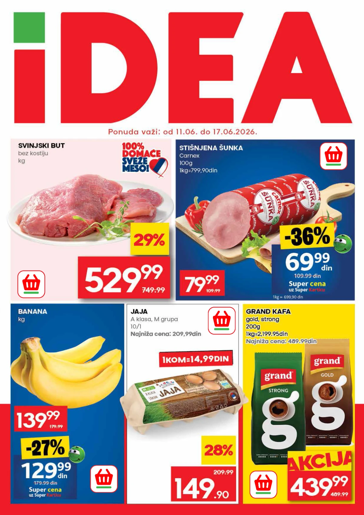 IDEA akcija do 36% popusta – meso, kafa, jaja i banane po akcijskim cenama